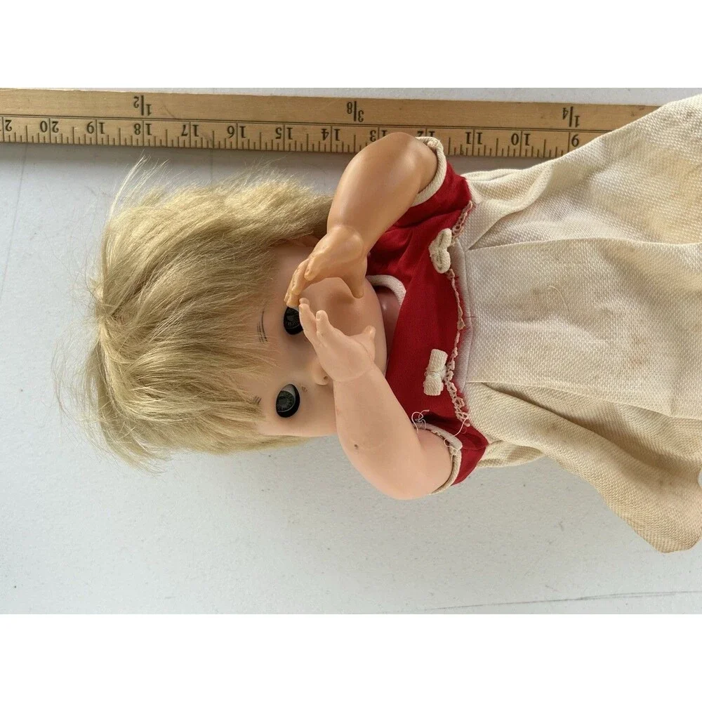 1966 Deluxe Reading Baby Magic Doll 18” Magnetic Eyes Moving Mouth Original Dres